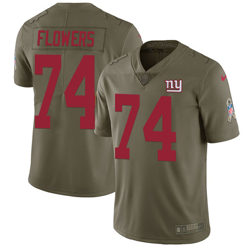 Nike Giants #74 Ereck Flowers Olive Men's Stitched NFL Limited Salute to Service Jersey